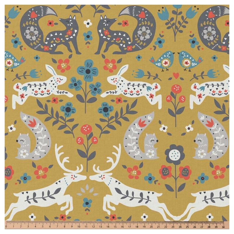 Printed Cotton GRACIANE Ochre / Bright Multicolored